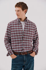 Cortefiel Plaid oxford shirt Maroon