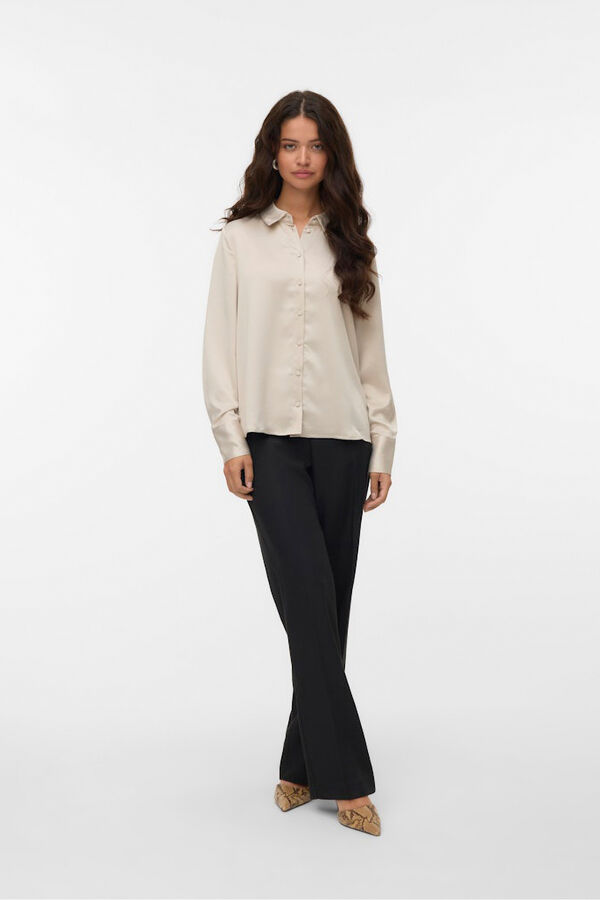 Vero Moda Camisa de cetim lisa Cinzento