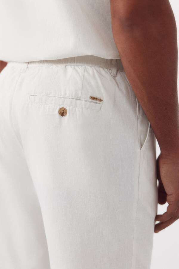 Cortefiel Trousers with elastic waistband and regular drawstrings Ivory