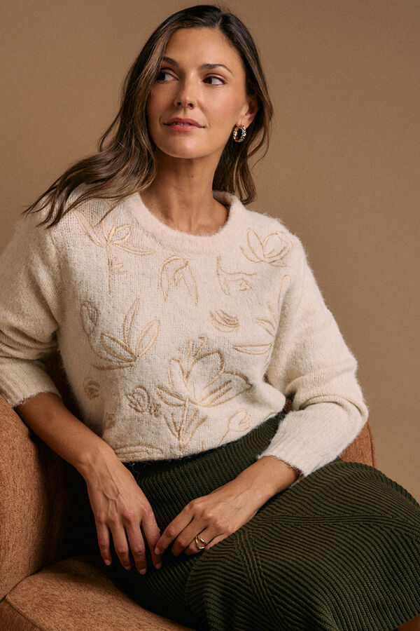 Polín Et Moi Camisola bordado em lurex cru Ecru