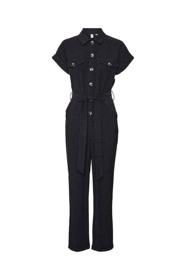 Cortefiel Short-sleeved jumpsuit  Black