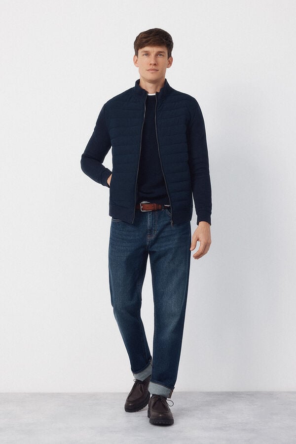 Cortefiel Cardig&atilde; de tecido combinada Azul