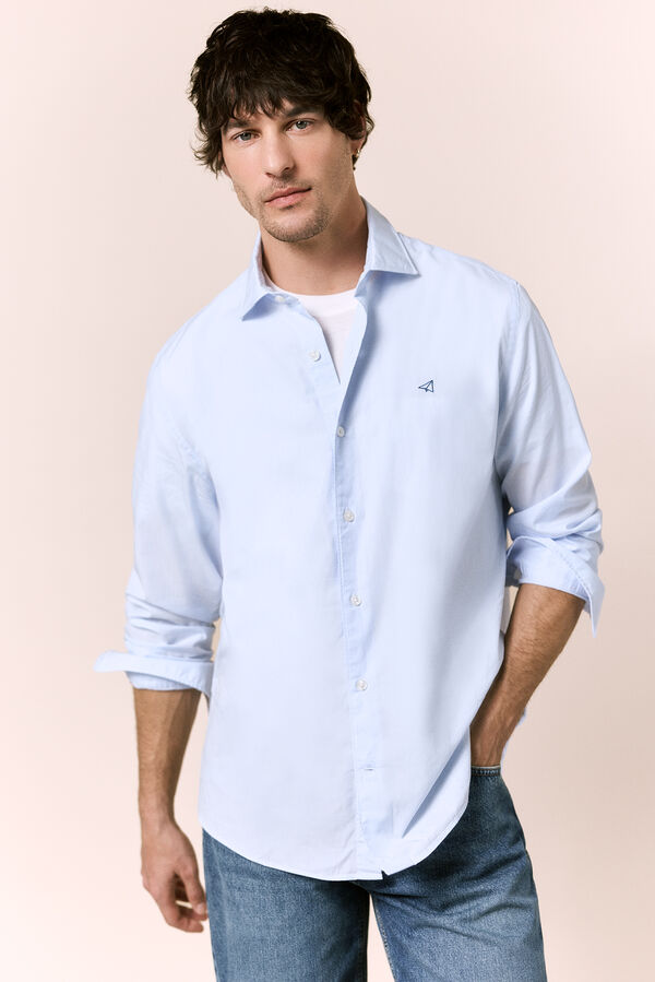 OOTO Poplin striped long sleeve shirt Blue