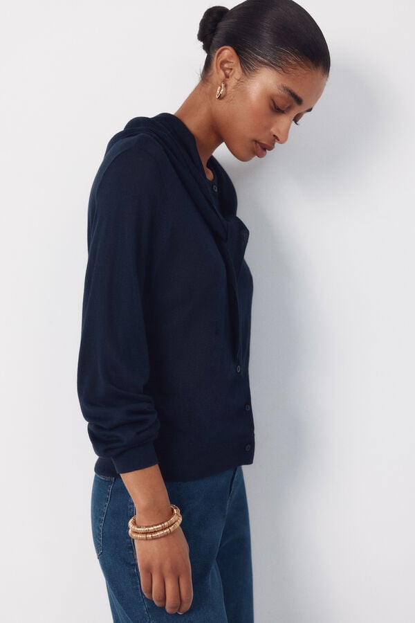 Cortefiel Jersey-knit basic jacket Navy