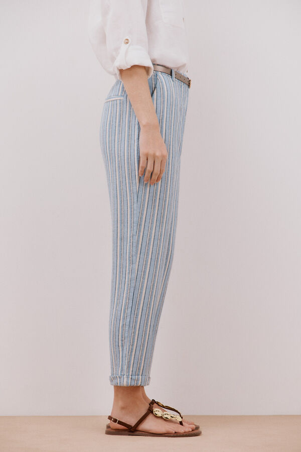Cortefiel Linen trousers Printed blue