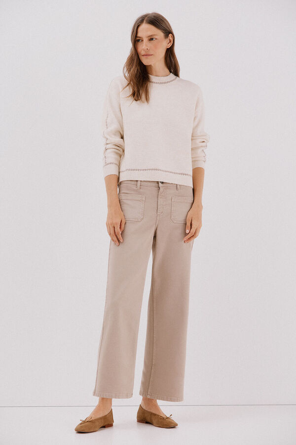 Cortefiel Jersey Perkins contrastes Marfil