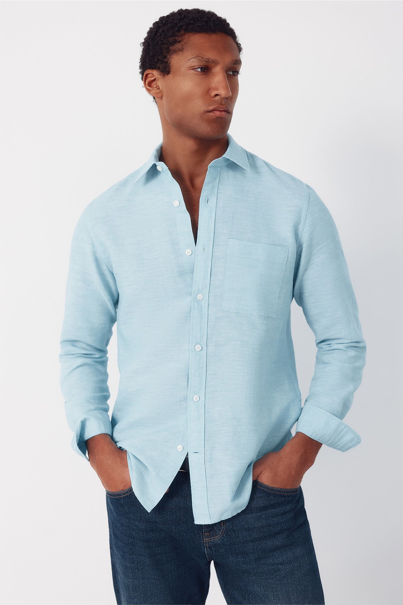 Cortefiel Plain linen cotton shirt