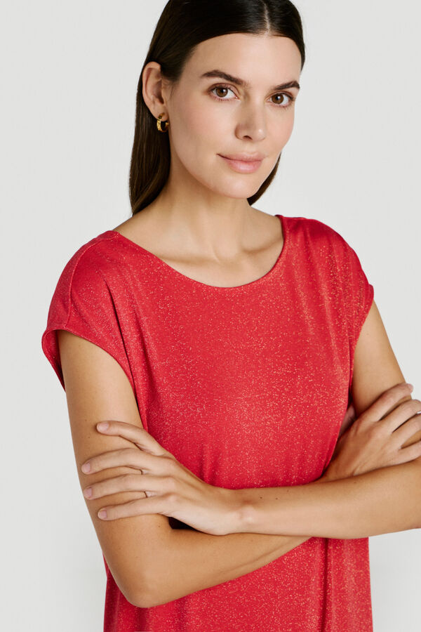 Vila Lurex long dress Coral