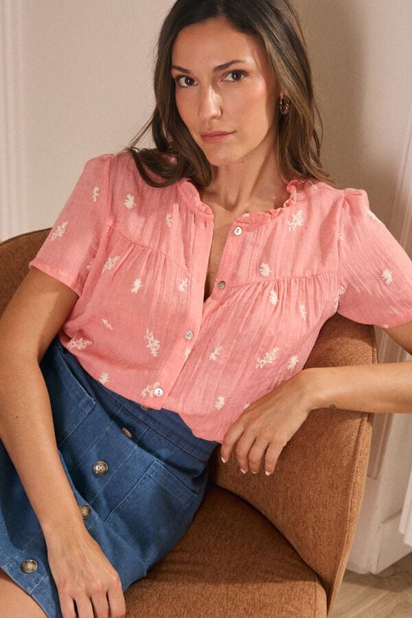 Pol&iacute;n Et Moi Camisa bordada Liara Laranja