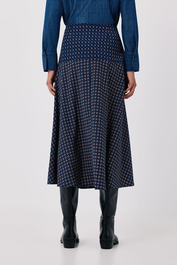 Cortefiel Printed midi skirt Printed blue