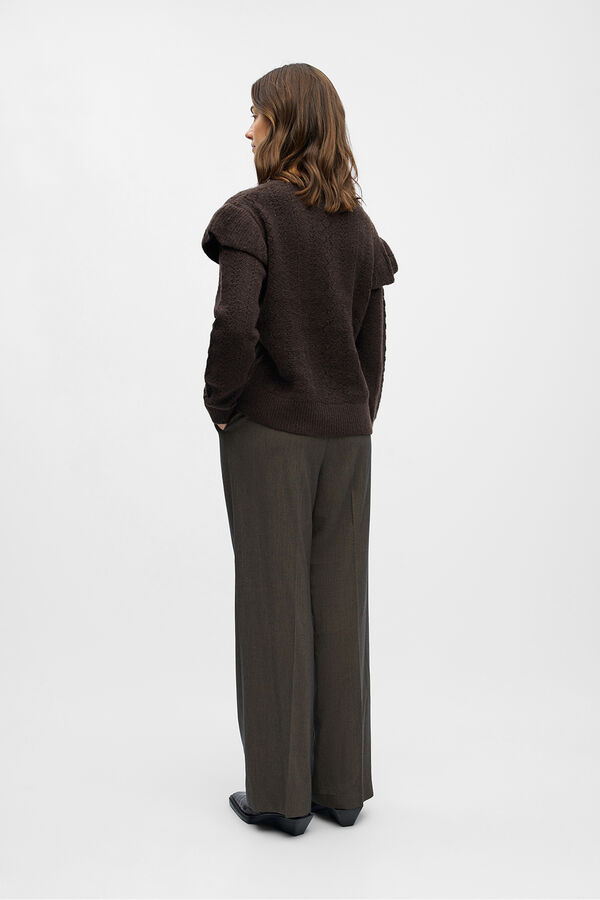 Object Openwork jumper with ruffles Dark brown