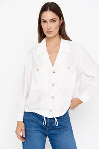 Cortefiel Camisa branca cintura ajustável Branco
