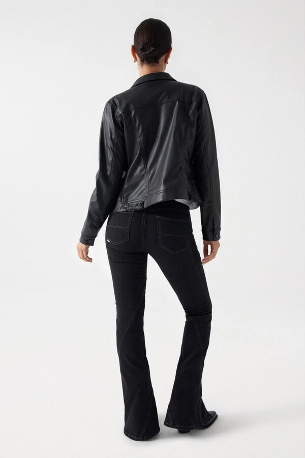 Cortefiel Slim faux leather jacket Black
