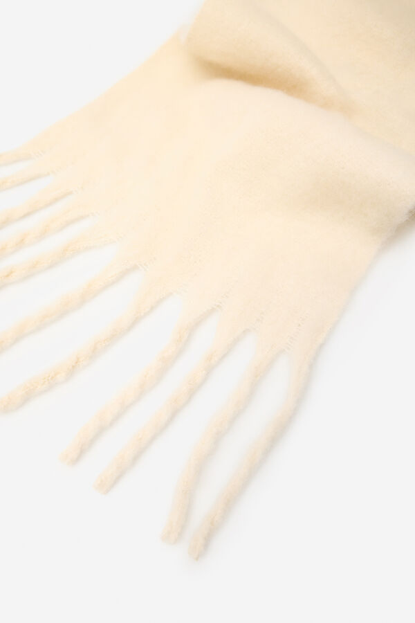 Cortefiel Plain fringed scarf Ivory