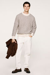 Selected Camisola de lã com gola caixa  Branco
