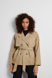 Cortefiel Classic recycled cotton short trench coat Brown