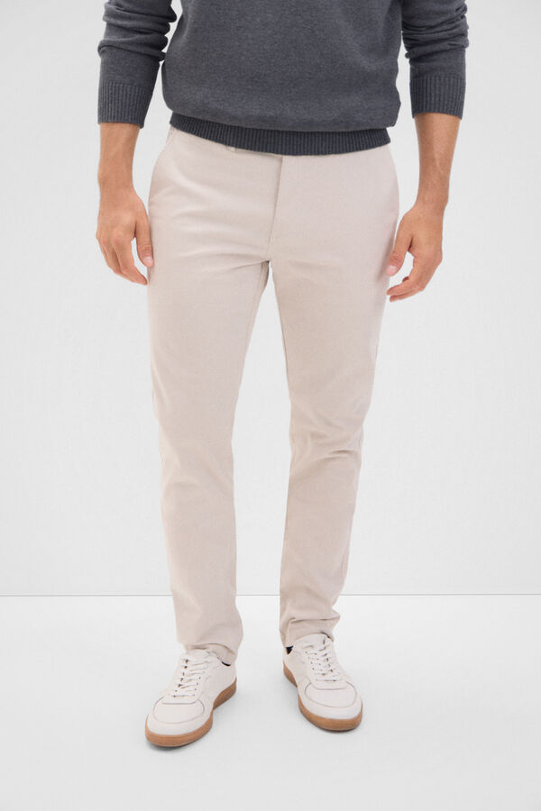 Cortefiel Calças chino slim fit Ecru