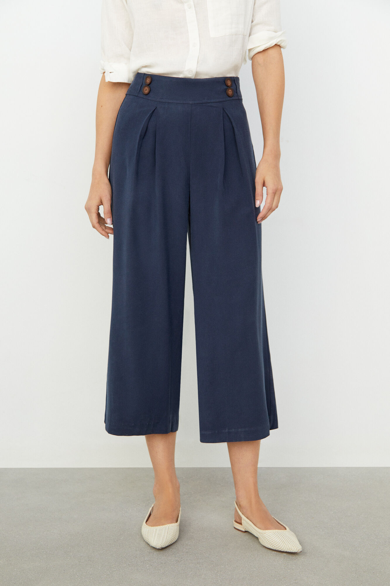 Pantalon palazzo azul marino clearance