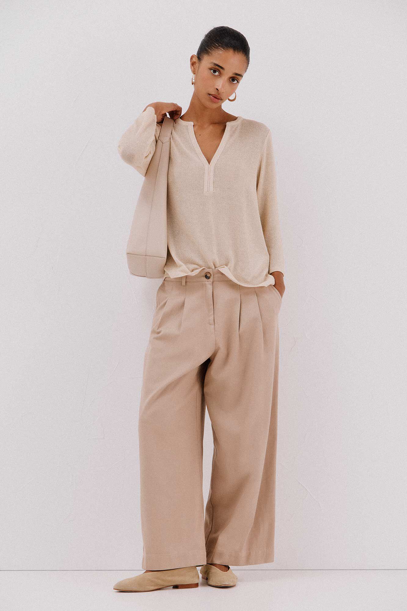 Cortefiel Camiseta gola mao lurex