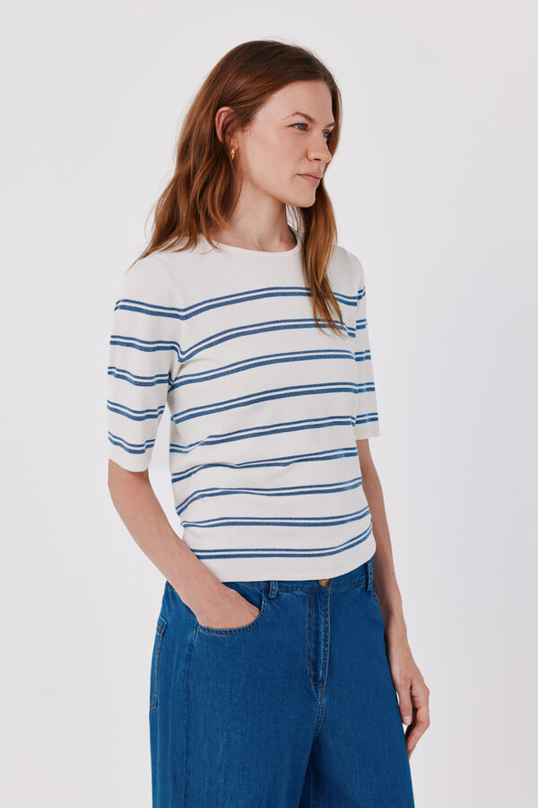 Cortefiel Short sleeve jumper Blue