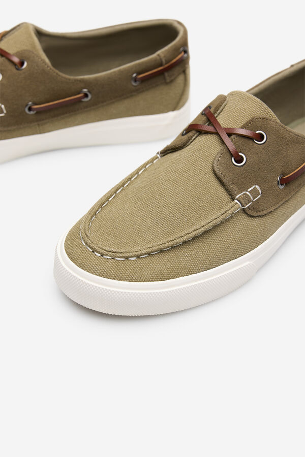 Cortefiel Zapato nautico piel Kaki
