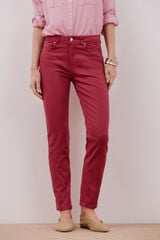 Cortefiel Pantalones pitillo crop color Morado