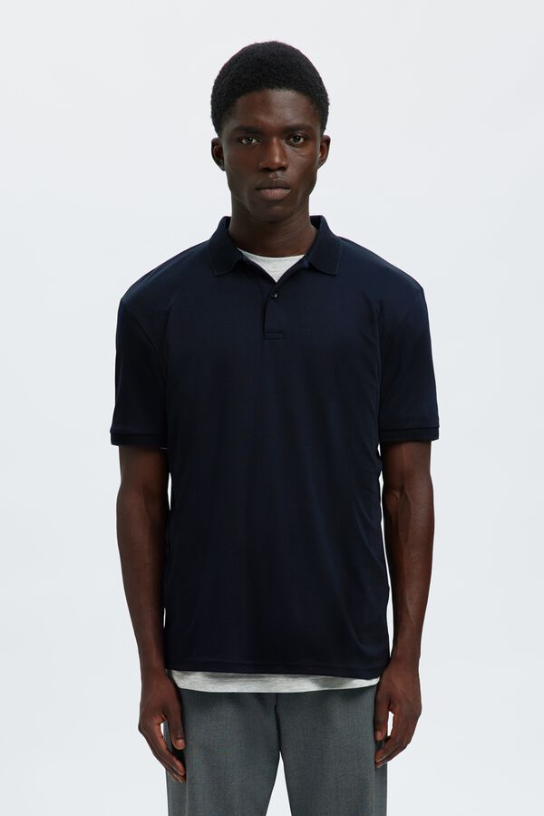 Selected Polo b&aacute;sico de piqu&eacute; Azul