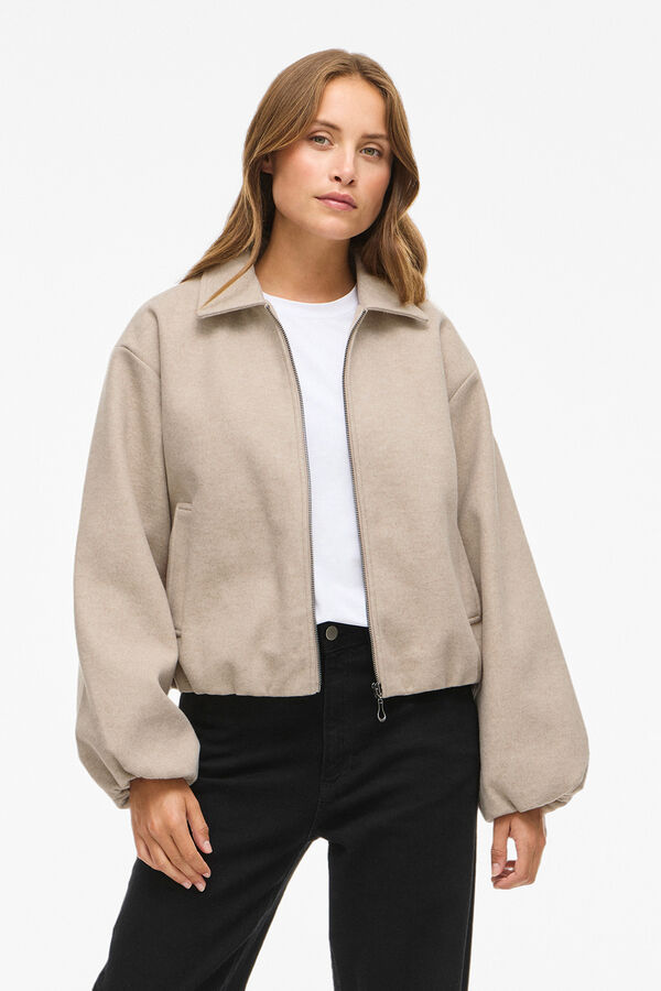 Vila Jaqueta com mangas bal&atilde;o Tostado