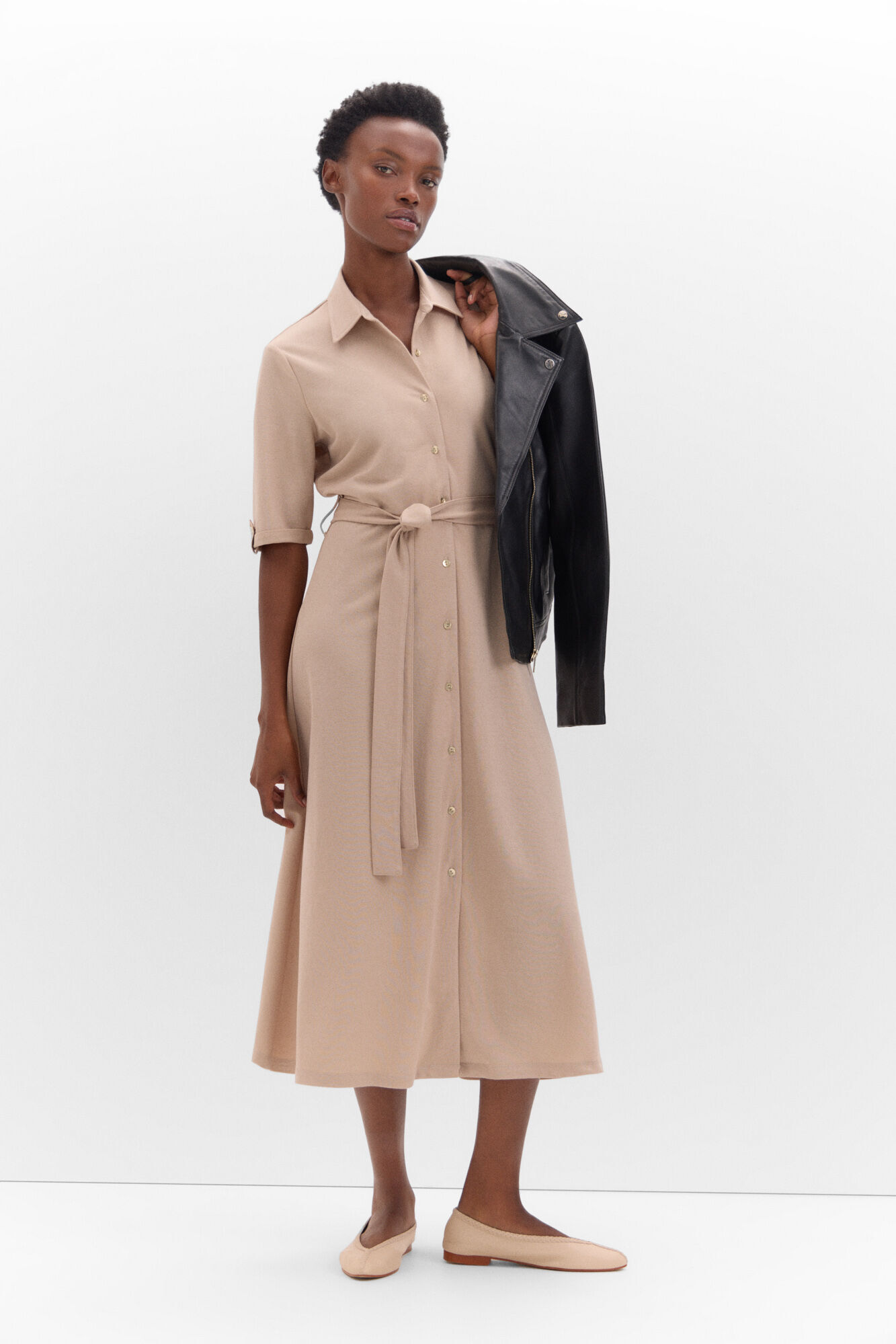polo shirt dress in pique jersey knit Women s dresses and jumpsuits Cortefiel