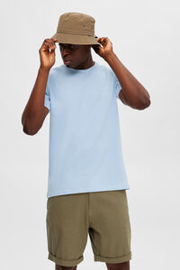 Cortefiel Camiseta de manga corta de algodón orgánico con detalle bordado. Azul