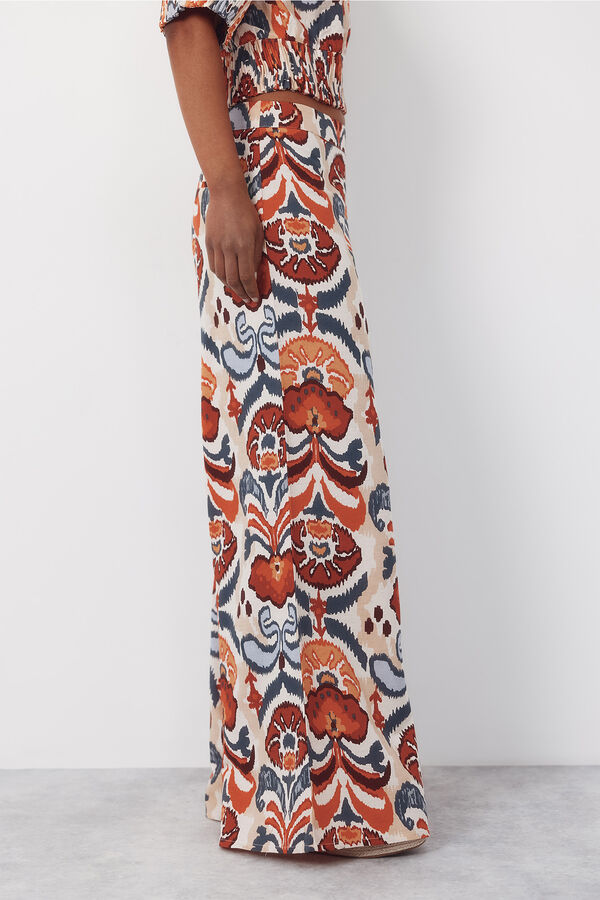 Cortefiel Printed wide-leg trousers Multicolour