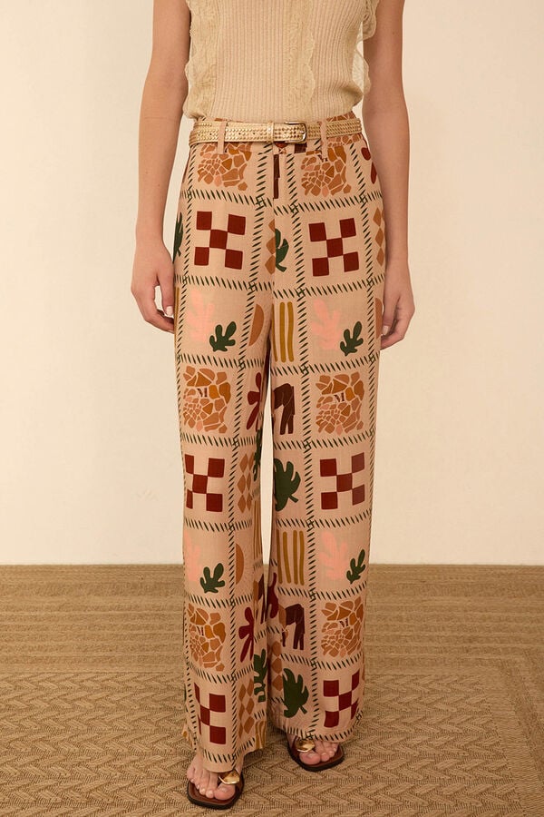 Meisie Fluid long trousers Beige