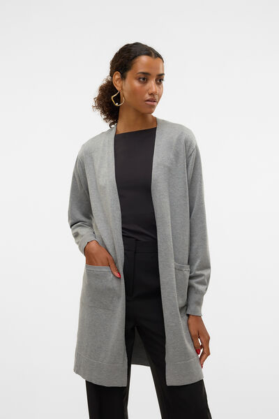 Cortefiel Cardigan midi aberto Cinzento