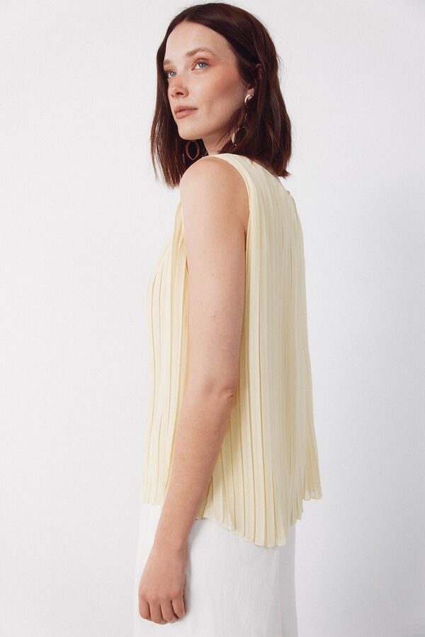 Cortefiel Blusa plissada Amarelo