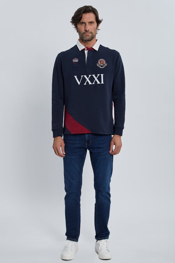 Valecuatro Polo de rugby com escudo Azul
