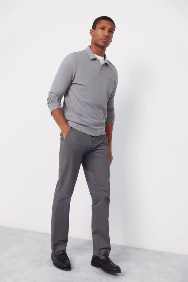 Cortefiel Regular microprint chinos trousers Grey