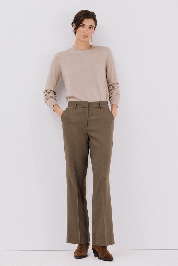 Cortefiel Flare dress pants Kaki