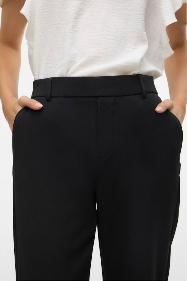 Vero Moda Calças retas com cós elástico Preto
