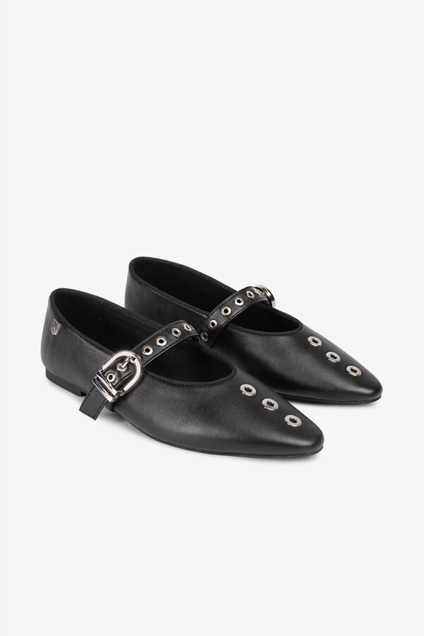 Popa Luzetta nappa ballet flats Black