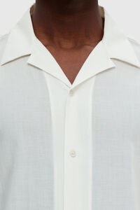 Cortefiel Camisa de manga corta de tencel y algodón orgánico. Blanco