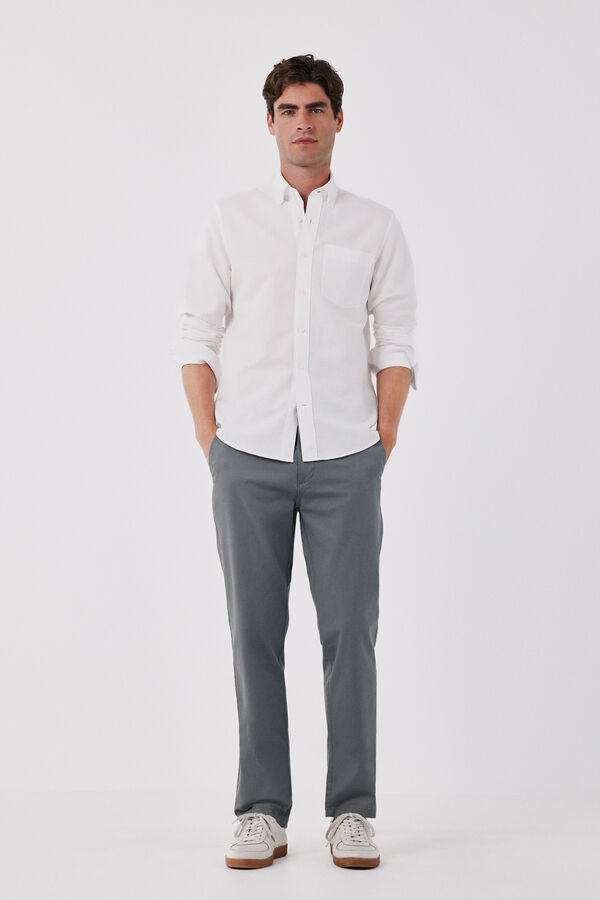 Cortefiel Camisa lino lisa Blanco