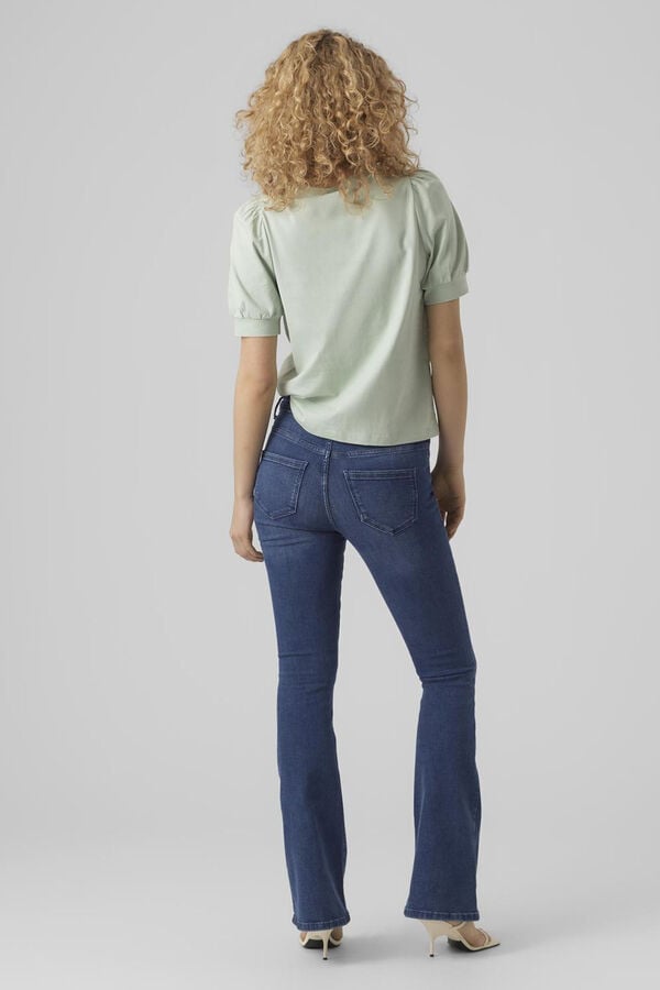 Vero Moda T-shirt manga curta de algodão Verde