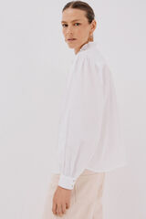 Cortefiel striped blouse with ruffled neck White