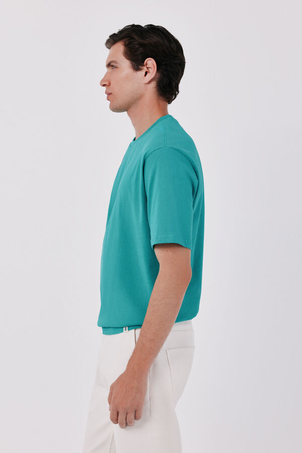 Cortefiel Plain T-shirt Green