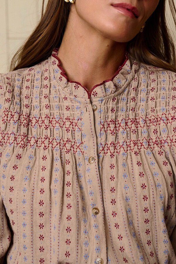 Polín Et Moi Camisa bordada Vega Estampado beige