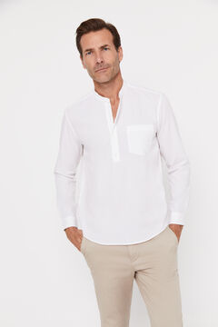 Cortefiel Dyed mandarin collar polo shirt White