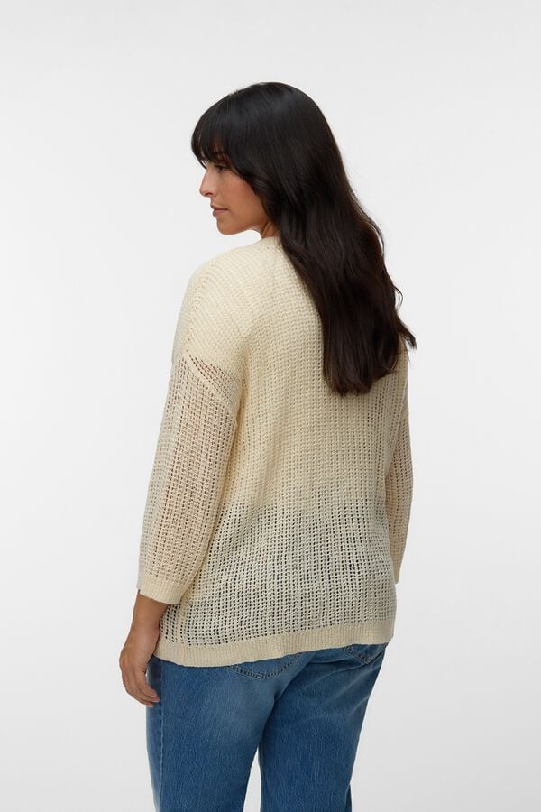 Vero Moda Curve Plus size cold knit cardigan Beige