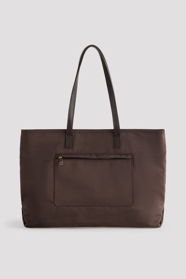 Cortefiel Shopper Grande Nylon Marr&oacute;n oscuro