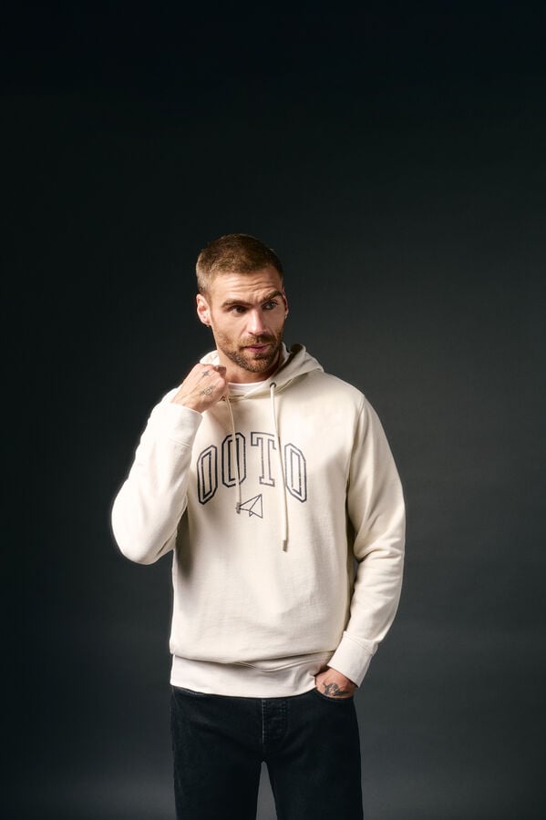 OOTO Sweatshirt logo com capuz Ecru