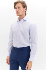 Cortefiel Camisa elegante lisa slim fit fácil de engomar Azul